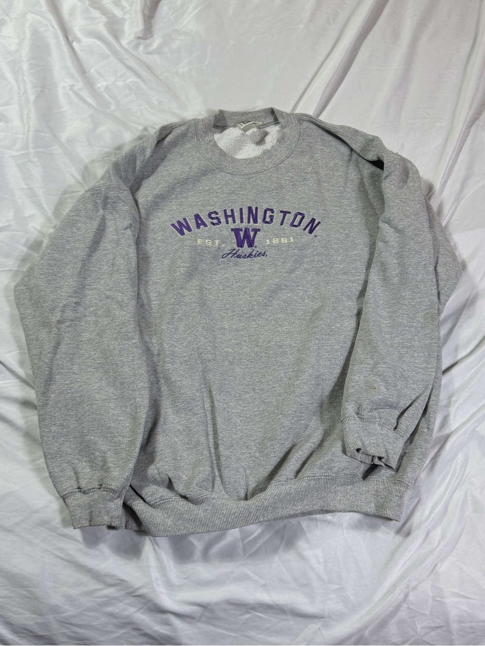 Vintage Lee Sport Washington Huskies Grey Crewneck Sweatshirt Gray Purple